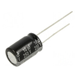 Condensator electrolitic THT 10uF 250VDC Ø10x16mm Raster 5mm pentru aplicații electronice | Electronic-mag.ro | Componente Elect