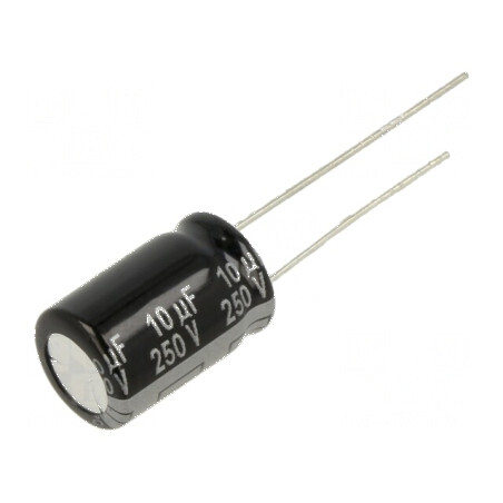Condensator electrolitic THT 10uF 250VDC Ø10x16mm Raster 5mm pentru aplicații electronice | Electronic-mag.ro | Componente Elect