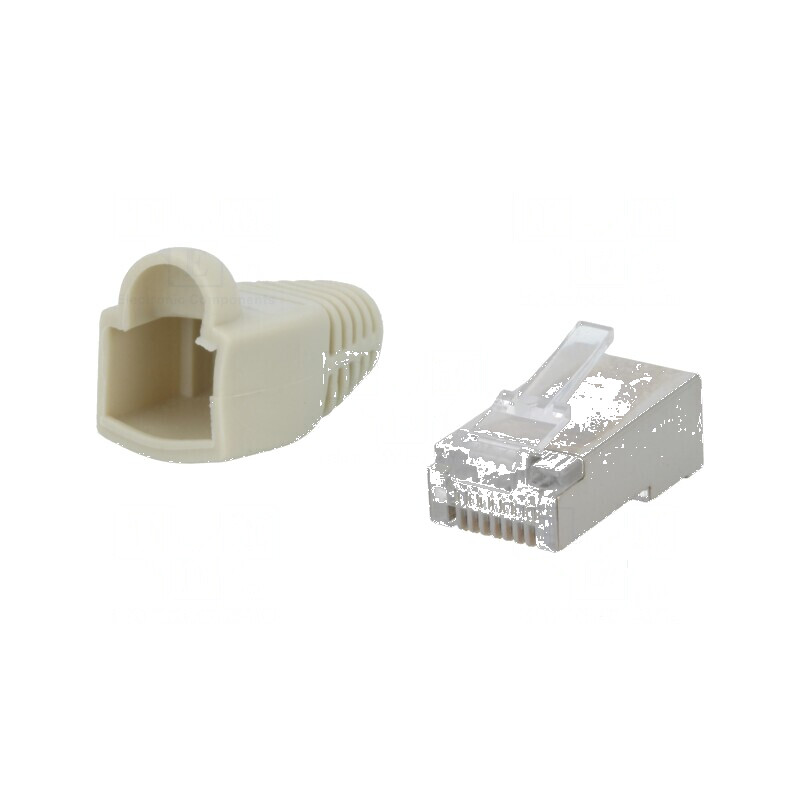 Conector RJ45 ecranat Cat 5e cu manșon aurit gri, mufă PIN 8 | Electronic-mag.ro | Componente Electronice