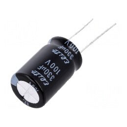 Condensator electrolitic THT 330uF 100VDC Ø16x25mm ±20% - capacitate mare pentru aplicații electrice | Electronic-mag.ro | Compo
