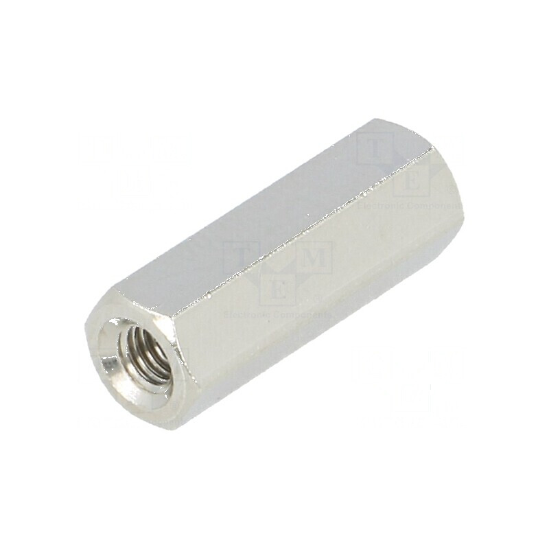 Piuliță distanțieră filetată M3 16mm din alamă nichelată | Electronic-mag.ro | Componente Electronice