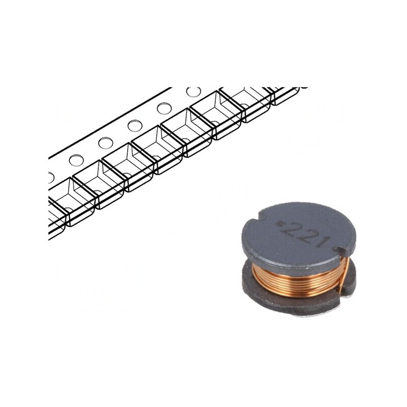 Inductor SMD 220uH 660mA ±10% cu Q: 12, diametru 10mm și înălțime 6mm, rezistență 730mΩ | Electronic-mag.ro | Componente Electro Inductor SMD 220uH 660mA ±10% cu Q: 12, diametru 10mm și înălțime 6mm, rezistență 730mΩ | Electronic-mag.ro | Componente Electro