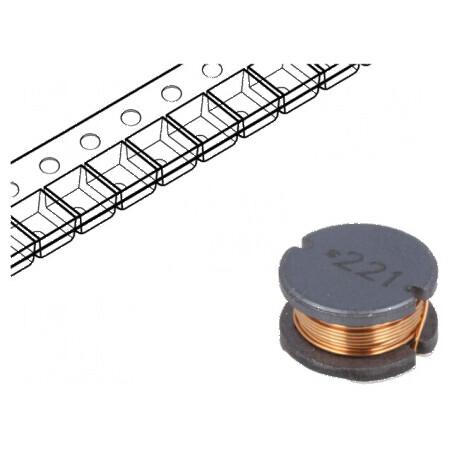 Inductor SMD 220uH 660mA ±10% cu Q: 12, diametru 10mm și înălțime 6mm, rezistență 730mΩ | Electronic-mag.ro | Componente Electro