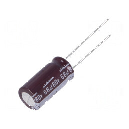 Condensator electrolitic low ESR THT 68uF 80VDC Ø10x20mm pentru circuite electronice | Electronic-mag.ro | Componente Electronic