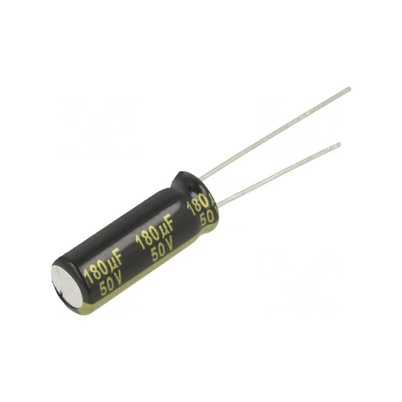 Condensator electrolitic low ESR THT 180uF 50VDC Ø8x20mm pentru aplicații electronice | Electronic-mag.ro | Componente Electroni