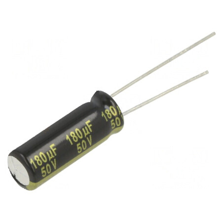 Condensator electrolitic low ESR THT 180uF 50VDC Ø8x20mm pentru aplicații electronice | Electronic-mag.ro | Componente Electroni