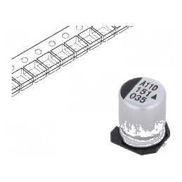 Condensator electrolitic SMD 150uF 35VDC Ø8x10,5mm 5000h - Componentă electronică pentru circuite | Electronic-mag.ro | Componen