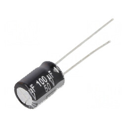 Condensator electrolitic THT 100uF 50VDC Ø8x11,5mm ±20% NHG - Componentă electronică de calitate | Electronic-mag.ro | Component