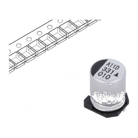 Condensator electrolitic SMD 330uF 10V 8x10,5mm 5000h | Electronic-mag.ro | Componente Electronice