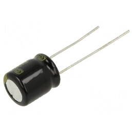 Condensator electrolitic low ESR THT 220uF 35VDC Ø10x12,5mm pentru circuite electronice | Electronic-mag.ro | Componente Electro