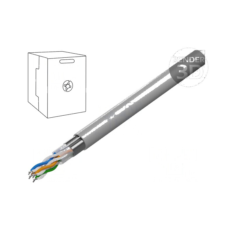 Cablu F/UTP 4x2x24AWG 5e sârmă CCA PVC gri 305m Ø 5,7mm - Cablu de rețea Ethernet 5e pentru conexiuni stabile | Electronic-mag.r