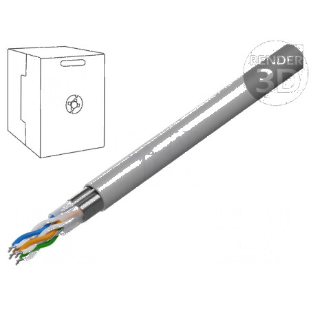 Cablu F/UTP 4x2x24AWG 5e sârmă CCA PVC gri 305m Ø 5,7mm - Cablu de rețea Ethernet 5e pentru conexiuni stabile | Electronic-mag.r
