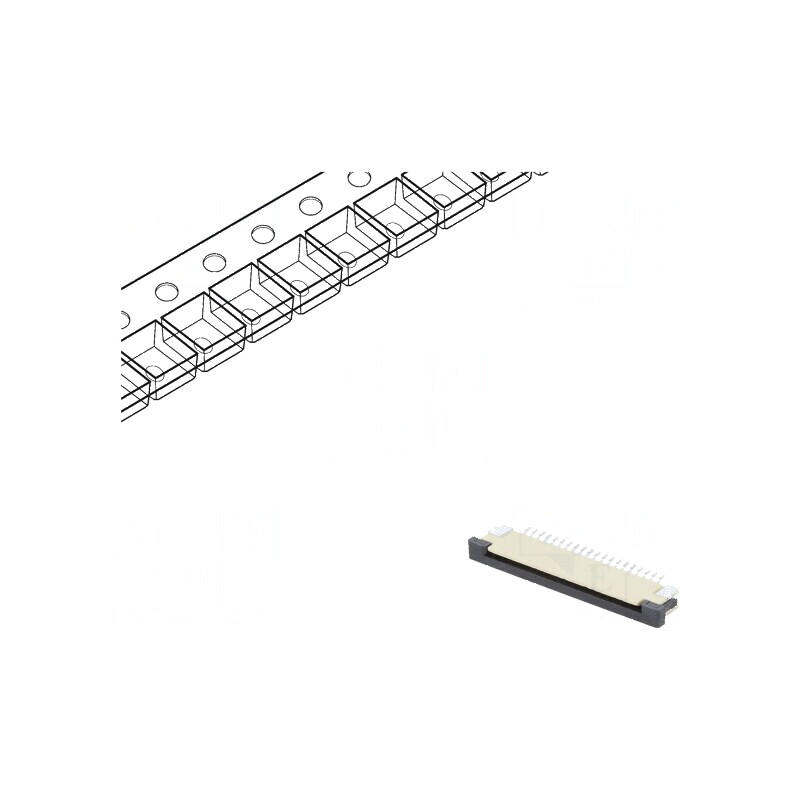 Conector FFC/FPC orizontal 20 PIN ZIF SMT cositorit 30mΩ - Componente electronice | Electronic-mag.ro | Componente Electronice