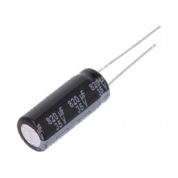 Condensator electrolitic low ESR THT 820uF 35VDC Ø10x25mm pentru circuite electronice | Electronic-mag.ro | Componente Electroni