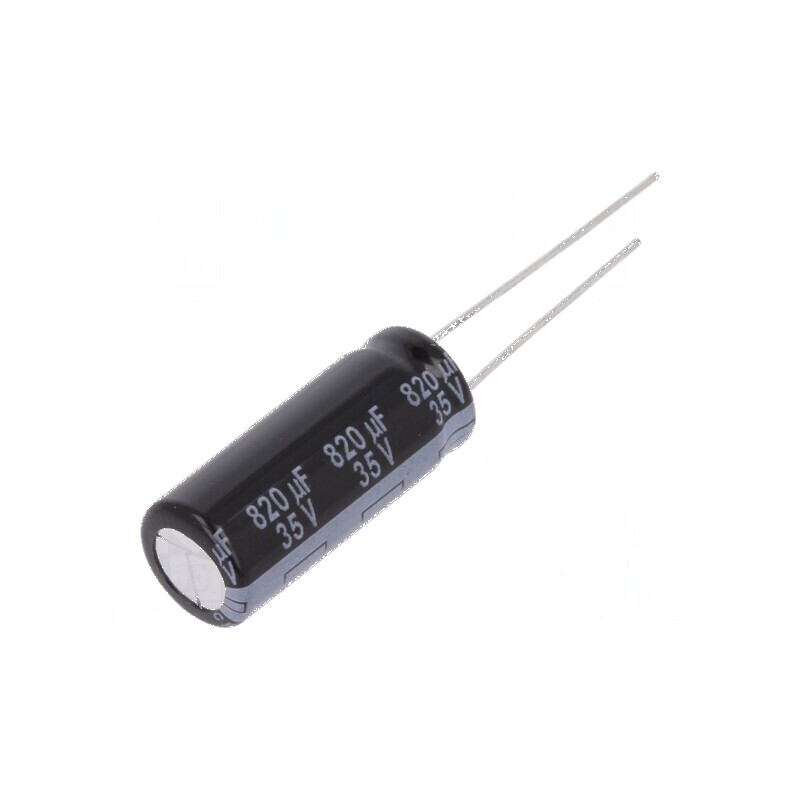 Condensator electrolitic low ESR THT 820uF 35VDC Ø10x25mm pentru circuite electronice | Electronic-mag.ro | Componente Electroni