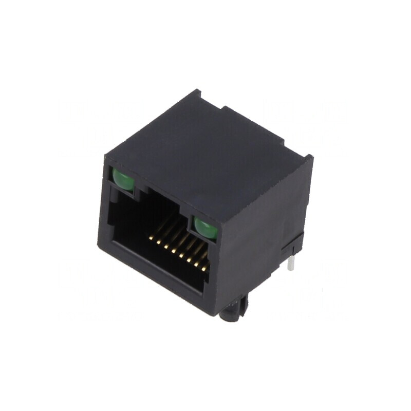 Conector RJ45 soclu PIN 8 cu diodă LED 8p8c THT pentru rețea | Electronic-mag.ro | Componente Electronice