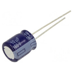 Condensator electrolitic THT 10uF 160VDC Ø10x12,5mm ±20% pentru circuite electronice | Electronic-mag.ro | Componente Electronic