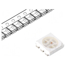 LED SMD 5060 PLCC6 culoare roșie/verde/galben 5x5x1,5mm 120° 20mA - Benzi LED pentru iluminat decorativ | Electronic-mag.ro | Co