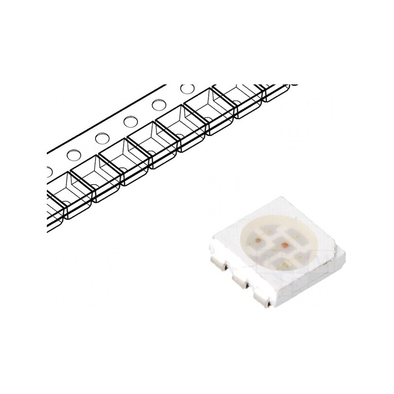 LED SMD 5060 PLCC6 culoare roșie/verde/galben 5x5x1,5mm 120° 20mA - Benzi LED pentru iluminat decorativ | Electronic-mag.ro | Co