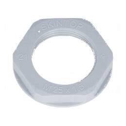 Piuliță M25 din poliamidă UL94V-2, 34mm, gri, rezistentă la temperaturi între -20° și 100°C, Pas: 1,5 | Electronic-mag.ro | Comp