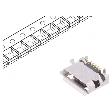 Conector USB B micro soclu pentru PCB SMT/THT PIN 5 USB 2.0 - Componente electronice | Electronic-mag.ro | Componente Electronic