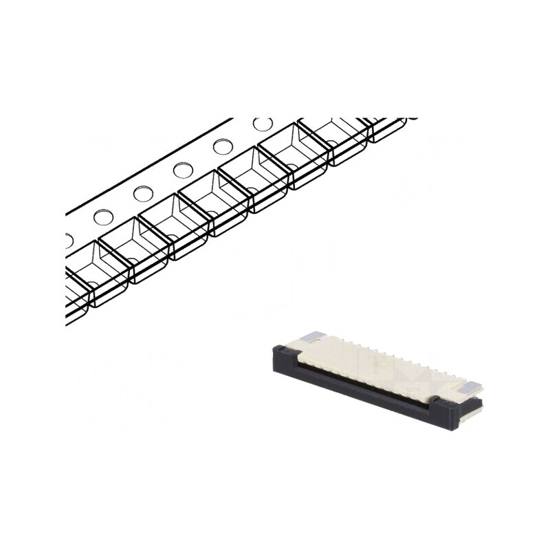 Conector FFC/FPC orizontal 14 pini superioare ZIF pentru conectivitate eficientă | Electronic-mag.ro | Componente Electronice