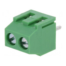 Regletă de conexiuni pentru PCB în unghi de 90° 3,5mm, 2 piste, 10A | Electronic-mag.ro | Componente Electronice