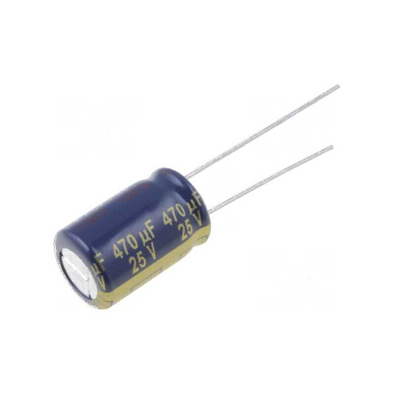 Condensator electrolitic low ESR THT 470uF 25VDC Ø10x16mm pentru circuite electronice | Electronic-mag.ro | Componente Electroni