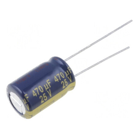 Condensator electrolitic low ESR THT 470uF 25VDC Ø10x16mm pentru circuite electronice | Electronic-mag.ro | Componente Electroni