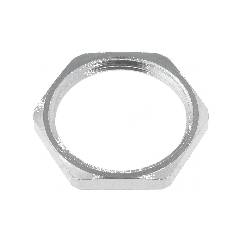 Piuliță PG13,5 din alamă nichelată, grosime 3mm, cheie 23mm, filet PG | Electronic-mag.ro | Componente Electronice