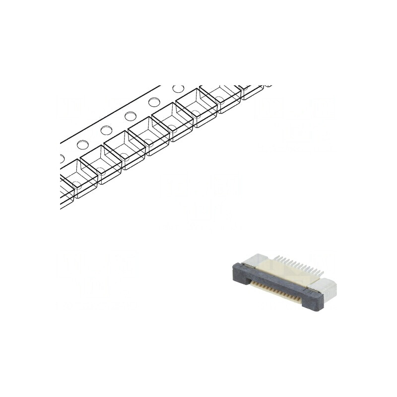 Conector FFC/FPC orizontal 14 PIN ZIF SMT 500mA, cositorit - pentru montaj electronic | Electronic-mag.ro | Componente Electroni