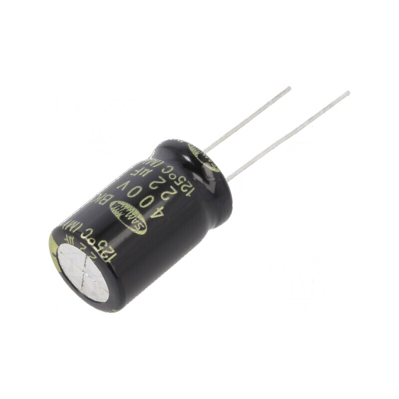 Condensator electrolitic THT 22uF 400VDC Ø12,5x20mm ±20% - Componentă electronică pentru circuite electrice | Electronic-mag.ro 