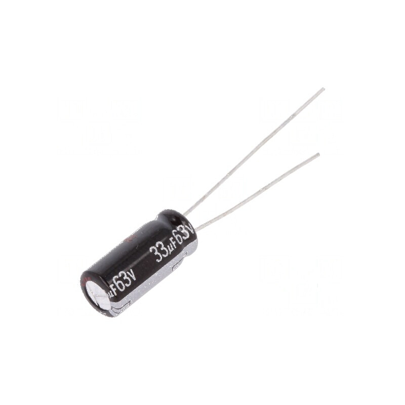 Condensator electrolitic THT 33uF 63VDC Ø6,3x15mm ±20% 7000h pentru circuite electronice | Electronic-mag.ro | Componente Electr Condensator electrolitic THT 33uF 63VDC Ø6,3x15mm ±20% 7000h pentru circuite electronice | Electronic-mag.ro | Componente Electr