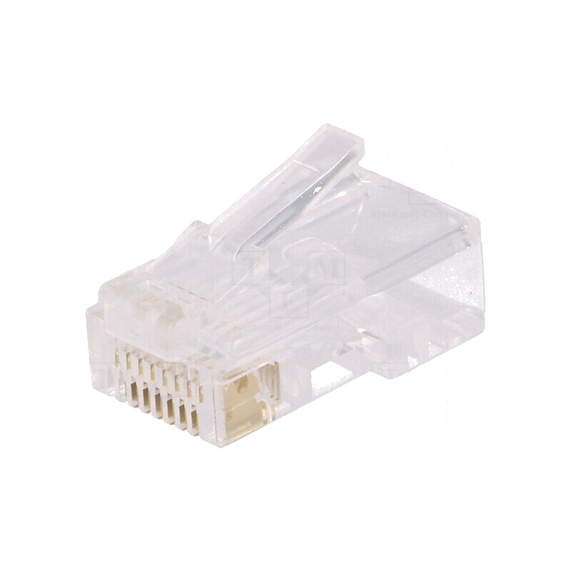 Conector RJ45 cu 8 contacte, mufa din bronz-fosfor aurit, standard UL94V-2 | Electronic-mag.ro | Componente Electronice