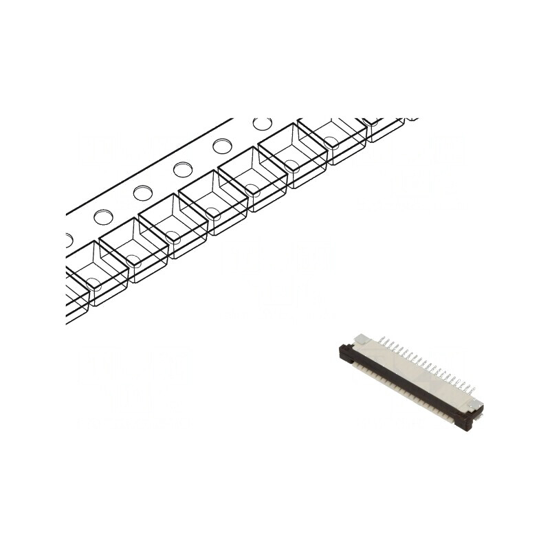 Conector FFC/FPC Orizontal 20 PIN ZIF SMT 50V 0,4A -25÷85°C | Electronic-mag.ro | Componente Electronice