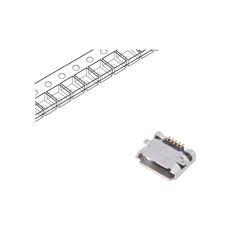 Conector USB B micro soclu SMT PIN 5 orizontale pentru PCB | Electronic-mag.ro | Componente Electronice
