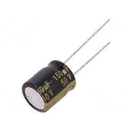 Condensator electrolitic low ESR THT 150uF 50VDC Ø10x12,5mm - Componentă electronică pentru circuite | Electronic-mag.ro | Compo