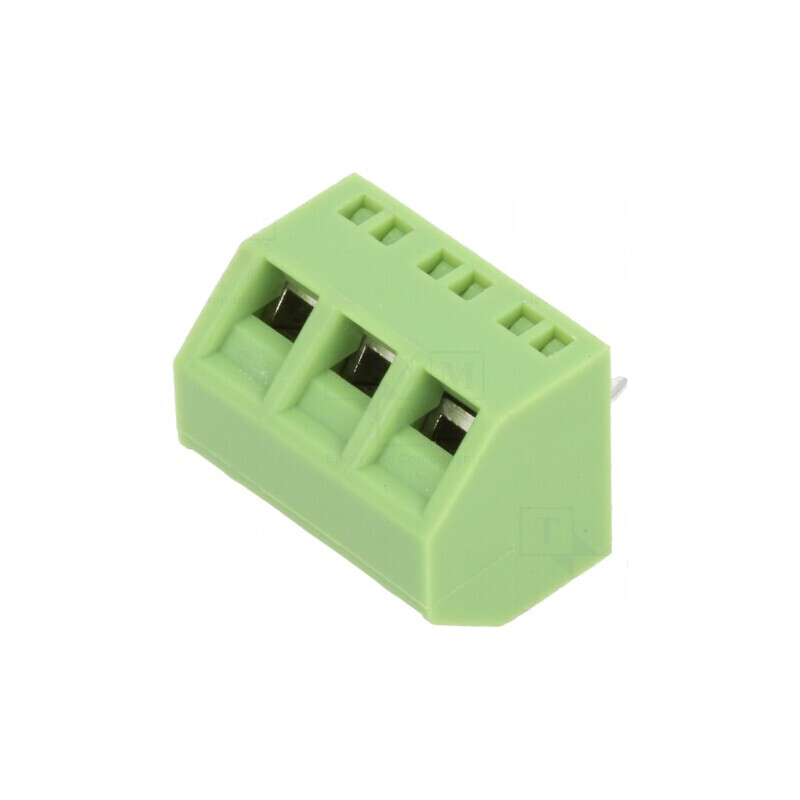 Regletă de conexiuni pentru PCB în unghi de 45°, cu 3 piste de 1,5mm², 5mm | Electronic-mag.ro | Componente Electronice