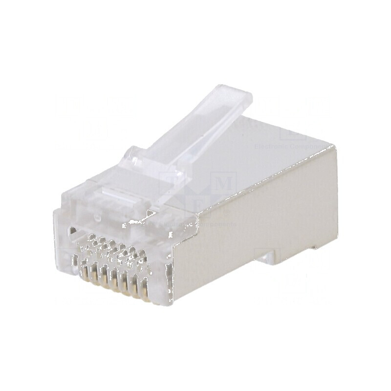 Conector RJ45 ecranat Cat 6, 8p8c, pentru cabluri de 4,8÷6,5mm | Electronic-mag.ro | Componente Electronice