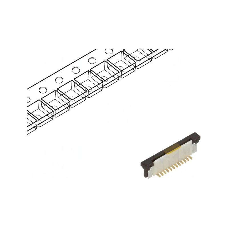 Conector FFC/FPC vertical PIN 12 ZIF SMT 125V 1A gold flash | Electronic-mag.ro | Componente Electronice
