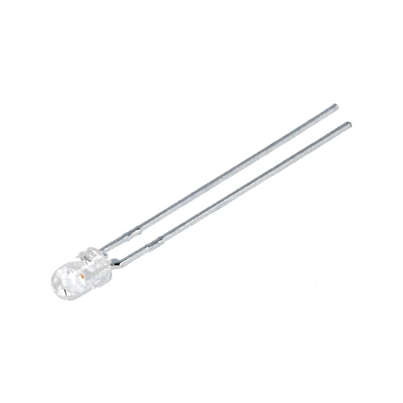 LED 3mm roșie 35,2-55mcd 45° convex pentru iluminat - Nr. term: 2 | Electronic-mag.ro | Componente Electronice