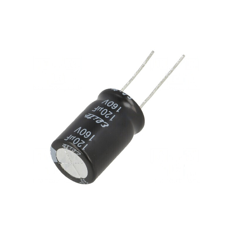Condensator electrolitic THT 120uF 160VDC Ø16x25mm ±20% pentru circuite electrice | Electronic-mag.ro | Componente Electronice
