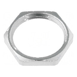 Piuliță PG11 din alamă nichelată, grosime 3mm, cheie 21mm, filet PG | Electronic-mag.ro | Componente Electronice
