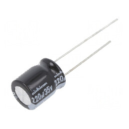 Condensator electrolitic low ESR THT 220uF 35VDC Ø10x12,5mm - Componentă electronică de calitate | Electronic-mag.ro | Component