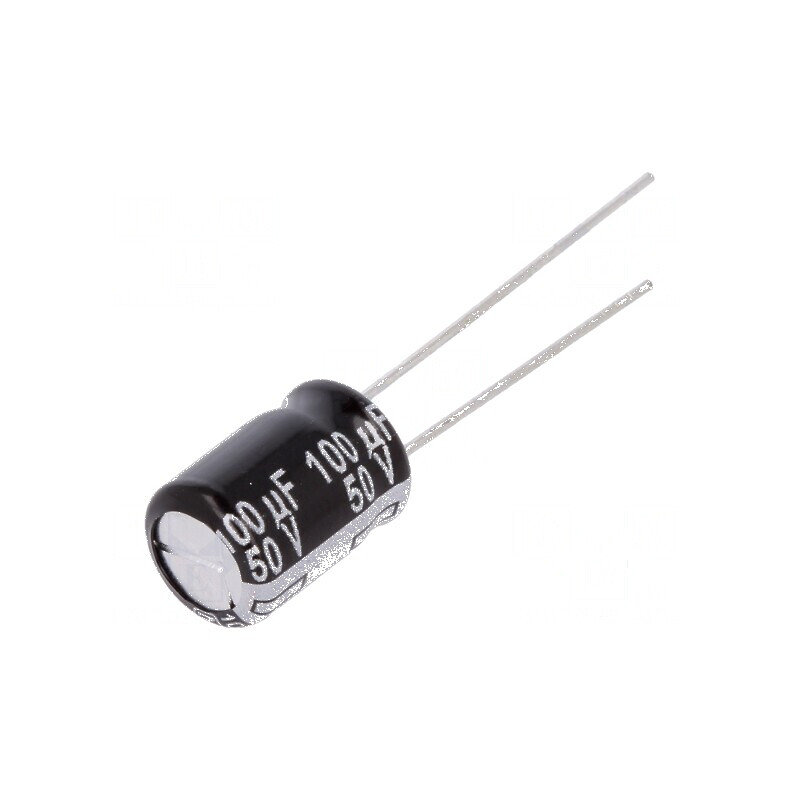 Condensator electrolitic THT 100uF 50VDC Ø8x11,5mm ±20% pentru circuite electrice | Electronic-mag.ro | Componente Electronice