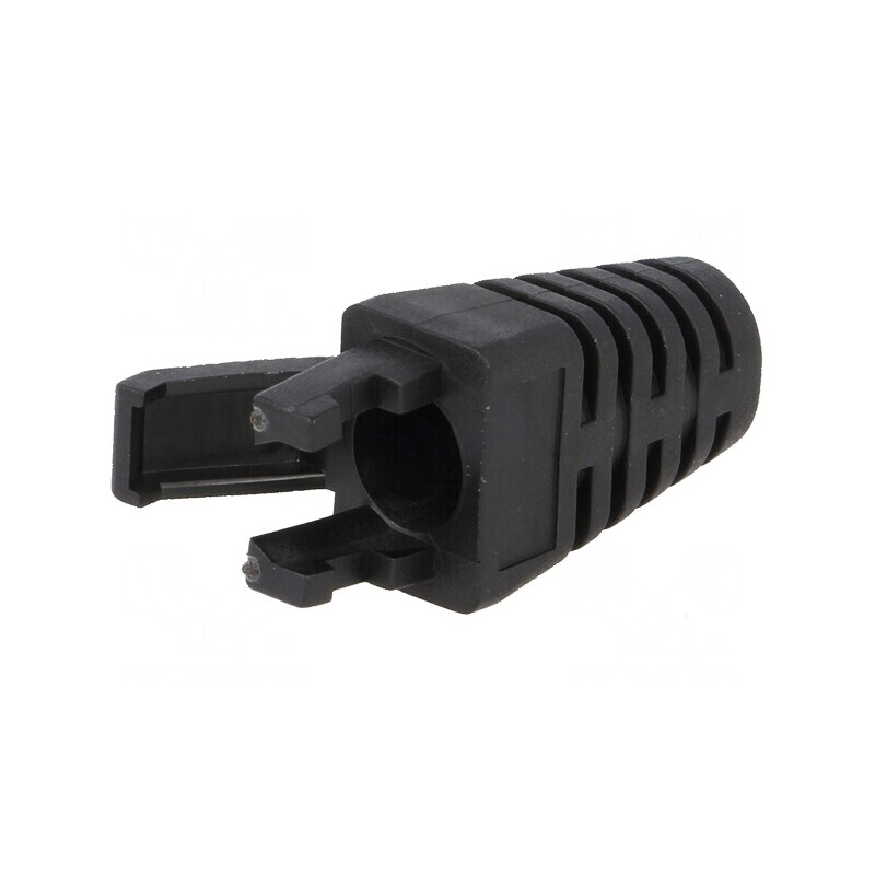 Protecție mufă RJ45 6mm neagră pentru cabluri de rețea | Electronic-mag.ro | Componente Electronice