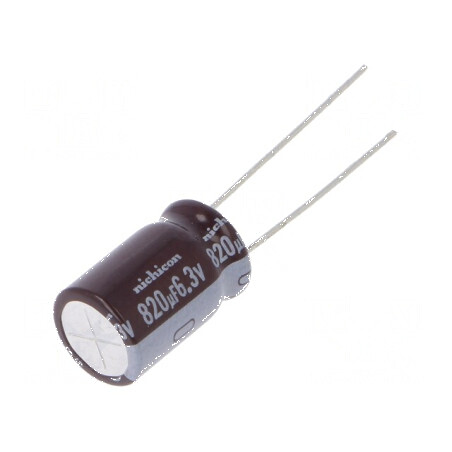 Condensator electrolitic low ESR THT 820uF 6,3VDC Ø10x16mm pentru circuite electrice | Electronic-mag.ro | Componente Electronic