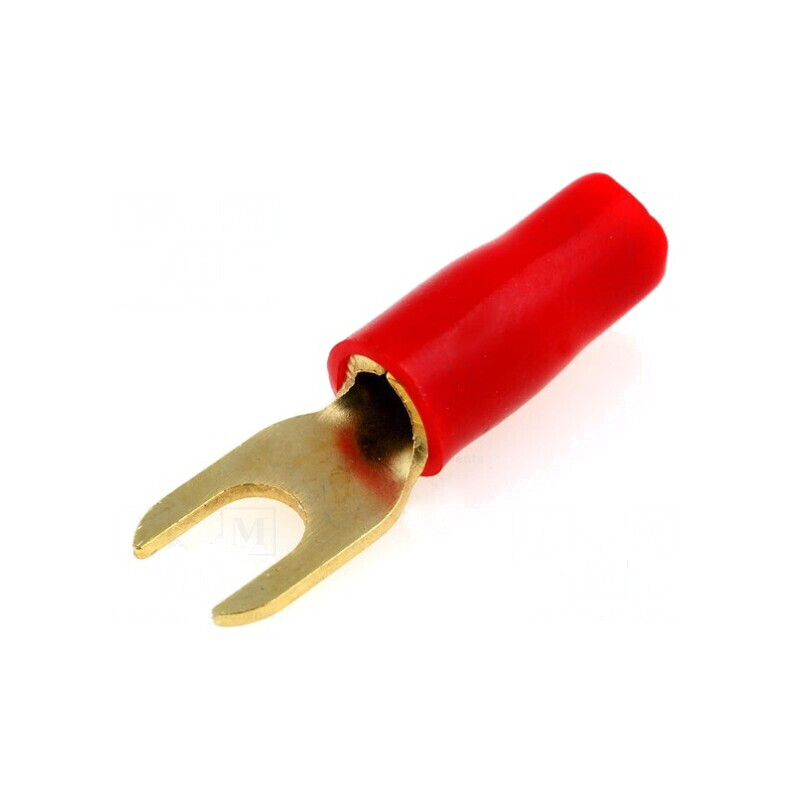 Terminal tip furcă M4 6mm² aurit, izolată roşie | Electronic-mag.ro | Componente Electronice Terminal tip furcă M4 6mm² aurit, izolată roşie | Electronic-mag.ro | Componente Electronice
