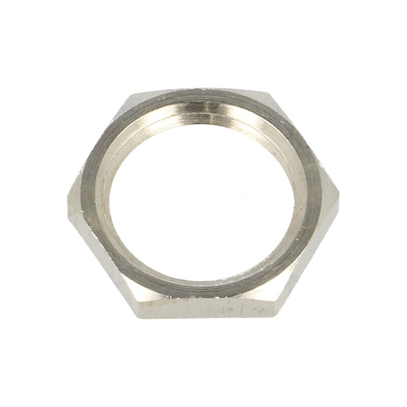 Piuliță PG7 din alamă nichelată 15mm cu filet PG | Electronic-mag.ro | Componente Electronice