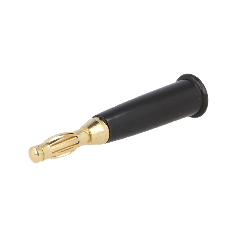 Conector banană 4mm negru neizolat 60VDC, lungime totală 44mm | Electronic-mag.ro | Componente Electronice